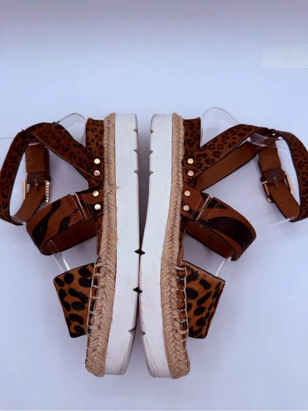 Franco Sarto A-Calvin Leopard Print Platform Espadrille Sandals Ankle Strap